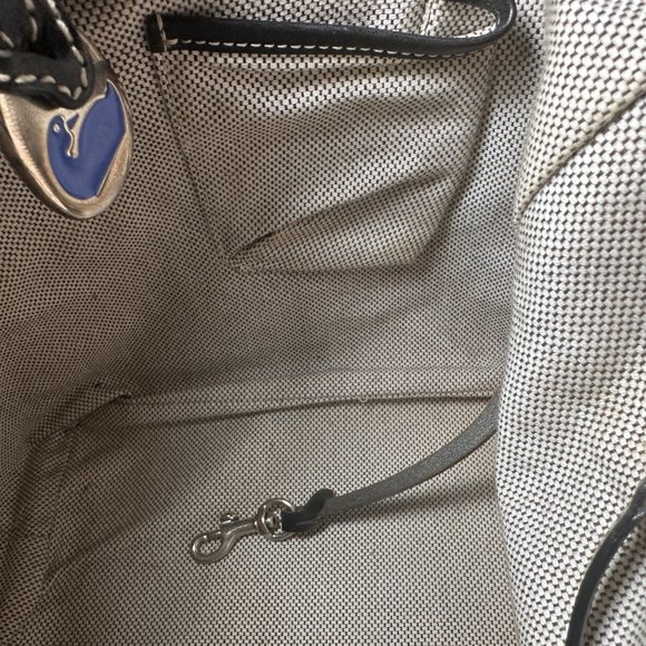 Dooney Bourke Gray Fabric Black Leather Trim Logo Shoulder Bag - Picture 6 of 8